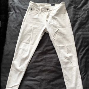 AG High Rise White Jeans